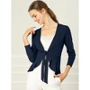 INSPIRE CHIC Women's Tie Front Long Sleeve Crop Ruffle Knit Cardigan Sweaters - 3 of 4