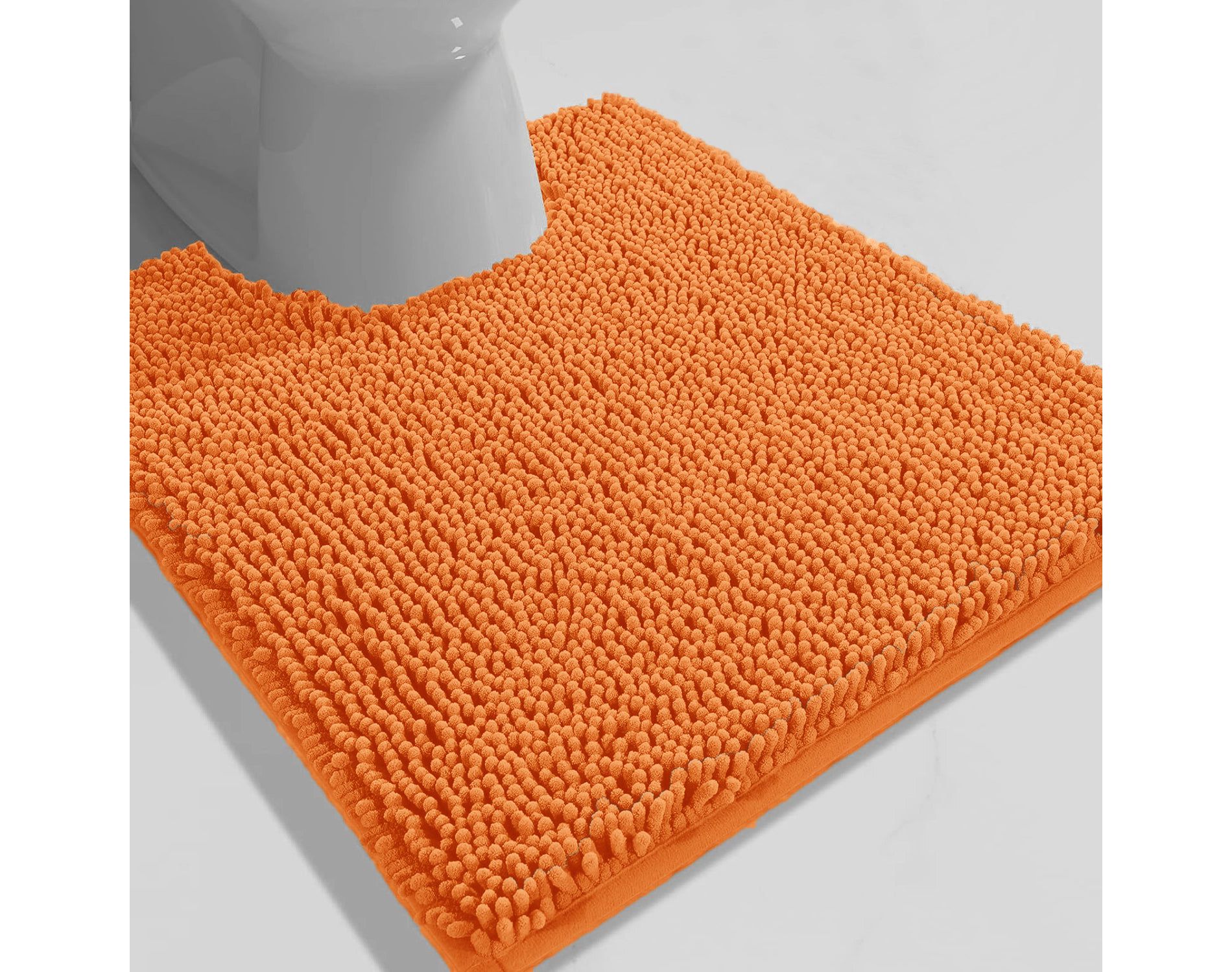Home Mart Goods Orange Soft Cozy Plush Chenille Contour Bath Mat Bathroom Rug