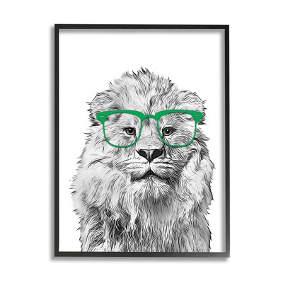 Stupell Industries Lion Wearing Glasses Wildlife Framed Giclee