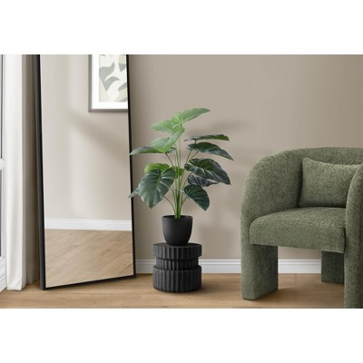 Artificial Plant, 24" Tall, Alocasia, Indoor, Faux, Fake, Table, Greenery, Potted, Real Touch, Decorative, Green Leaves, Black Pot