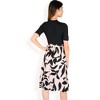 Anna-Kaci Women's High Neck Short Sleeve Dress with Contrast Leaf Print A-Line Skirt and Tie Waist - 4 of 4