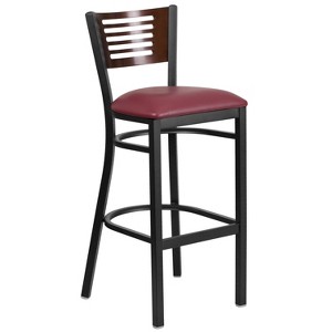 Emma and Oliver Black Decorative Slat Back Metal Restaurant Dining Barstool - 1 of 4