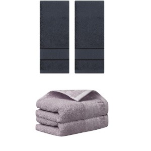 REGALWOVEN 4 Pcs Solid Soft Absorbent Hand Towel for Bathroom 14" x 30" - 1 of 4