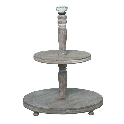 VIP Wood 18.5 in. Brown 2-Tier Stand With Knob