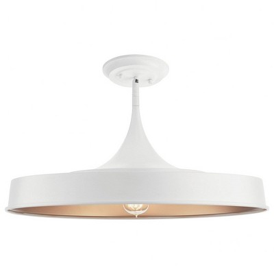 Elias 22" Modern Black and White Drum Pendant with Gold Interior