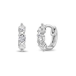 Girls' XOXO CZ Huggie Hoop Sterling Silver Earrings - In Season Jewelry - 1 of 4