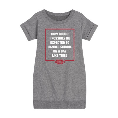 - Ferris Bueller's Day Off - How Could I Possibly Graphic Short Sleeve Fleece Dress