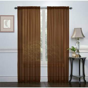 Kate Aurora Basic 2 Pack Sheer Voile Home Window Curtains