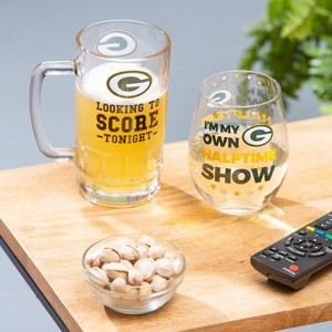 Evergreen Green Bay Packers, Stemless 17OZ Wine & Beer 16 OZ Gift Set - 1 of 4