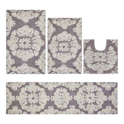 Medallion Collection 4 Piece 100% Cotton Tufted Bathroom Rug Set  with Non-Slip Backing, Machine Washable, Tumble Dry Bath Mat