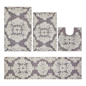 Medallion Collection 4 Piece 100% Cotton Tufted Bathroom Rug Set  with Non-Slip Backing, Machine Washable, Tumble Dry Bath Mat - 1 of 4