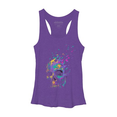 Women's Design By Humans Defragged Colorful Skull By DBHOriginals Racerback Tank Top