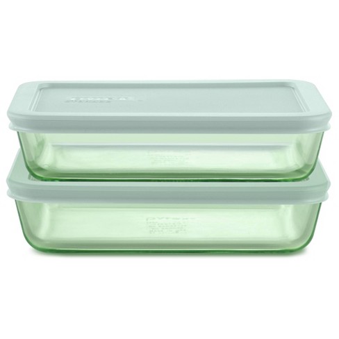Pyrex® Simply Store® Tint 4pc Lidded Rectangle Storage Set Green: Glass ...