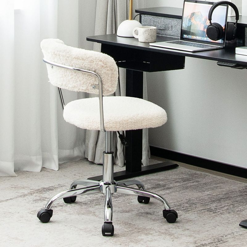 Costway Computer Desk Chair Adjustable Faux Fur Office Chair Swivel Vanity Chair, 4 of 13
