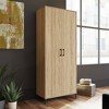 2 Door North Avenue Storage Cabinet Charter Oak - Sauder: Modern Laminated Tall Cabinet with Adjustable Shelves - 2 of 4