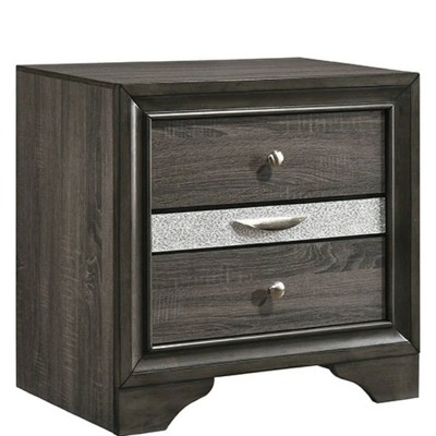 Elegant Naima 3-Drawer White Nightstand with Light Gray Trim