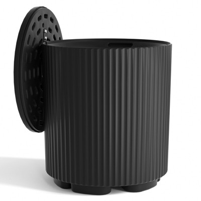 VisioGear Ice Buckets, Portable Ice Bucket Cooler with Table Top and Lid, Outdoor Drink Cooler Bar for Party, Pool, Black, 14.76"*14.76"*16.65"