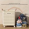 Racxily Collapsible Medium-Large Ceramic White Laundry Basket with Faux Leather Hand, Portable Hamper with Wheels, for Bathroom, Balcony - 2 of 4