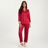 Anna-Kaci Lounge Women's 2-Piece Set Satin Button Front Pajama Top with Lace Trim Sleeves and Matching Elastic Waist Pants - 4 of 4