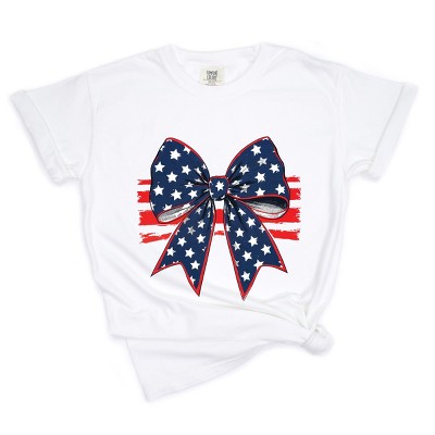 Simply Sage Market Blue and White Star Bow Coquette Garment Dyed Tee