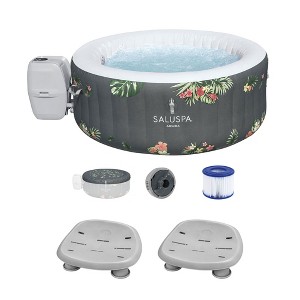 Bestway SaluSpa Aruba AirJet Inflatable Hot Tub with 110 Soothing Jets, Gray + Bestway SaluSpa Underwater Non Slip Pool & Spa Seat (2 Pack) - 1 of 4