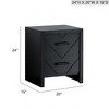 ORRD 2-Drawer Nightstand, Fully Assembled Black Bedside Table with V-Shape Embossed Drawers & Black Handles - 2 of 4