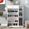 Freestanding Shoe Rack With 2 Shutter Door Drawer Adjustable Shelves For Narrow Closet Entryway Living Room (31.5''W x 15.75''D x 43.3''H) - 2 of 4