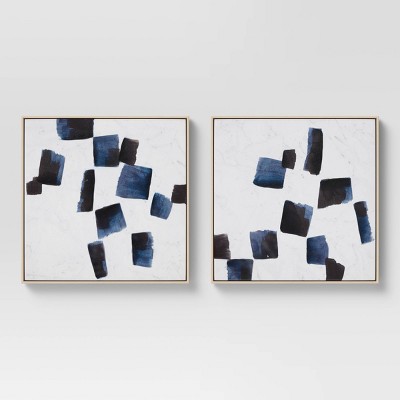 (Set of 2) 20" x 20" Blue Squares Framed Wall Canvas - Threshold™