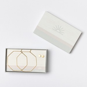 Totalee Gift Gold Geometric Octagon Earring Set Burnished Brass Gold - 1 of 2