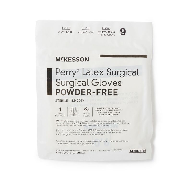 McKesson Perry Performance Plus Disposable Sterile Latex Surgical Glove Standard Cuff Length Size 9, 3 of 6