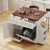 Okak Farmhouse Kitchen Island with Drop Leaf, Kitchen Island Cart with Removable Side Racks and Towel Rack, Kitchen Cart for Home - 2 of 4