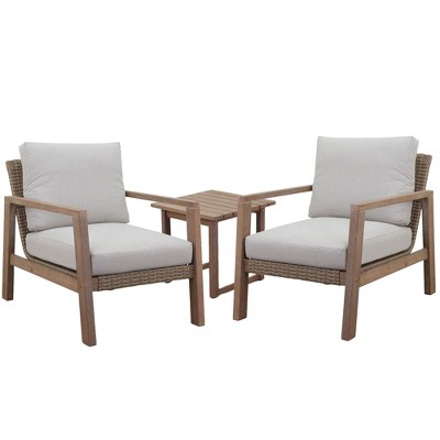 Courtyard Casual Ocean Pointe Club Eucalyptus Wood Frame with Olefin Cushion