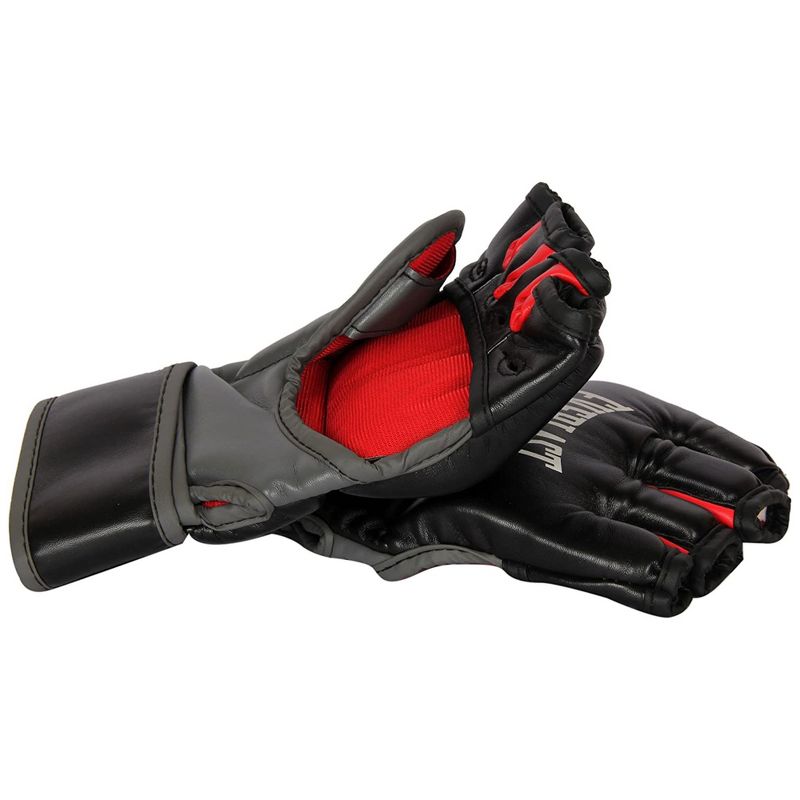 Everlast MMA Synthetic Leather Grappling Mitt Work Training Gloves w/Split Thumb Padding, Articulated Finger Ridges, & Full Wrist Wrap Strap, S/M, 3 of 7