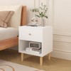 Modern Nightstand Wood Side End Table with Storage, for Living Room, Bedroom and Small Spaces, Accent Bedside Tables with Solid Wood Legs, White - 2 of 4
