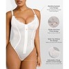 SHAPELLX Lace Bodysuit for Women Tummy Control Shapewear Backless Body Suits One Piece Body Shaper Thongs—White 38 - 3 of 3
