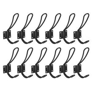 Unique Bargains Metal Double Prong Decorative Vintage Wall Mounted Hanging Towel Scarf Hat Clothes Hook - 1 of 4