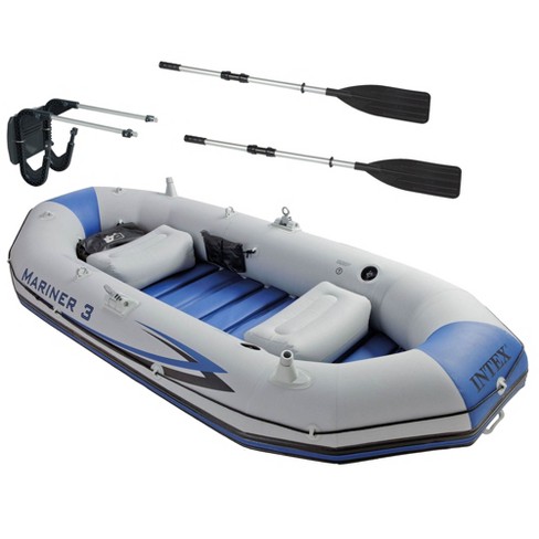 Intex Mariner 3 Person Inflatable Dinghy Boat & Oars Set + Boat Motor Mount  Kit : Target