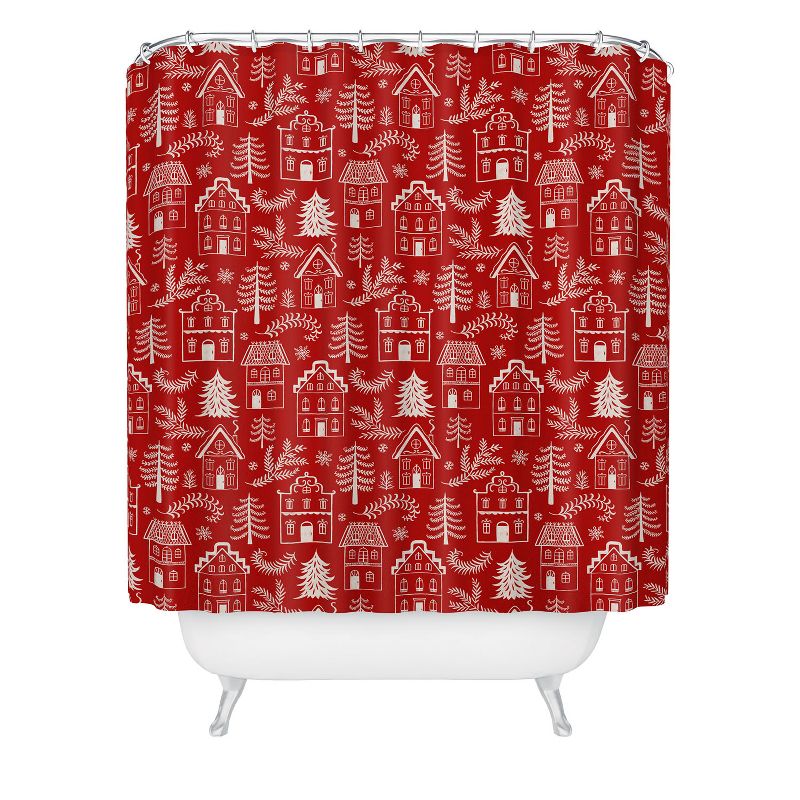 Pimlada Phuapradit Christmas village Red Shower Curtain - Deny Designs, 1 of 4