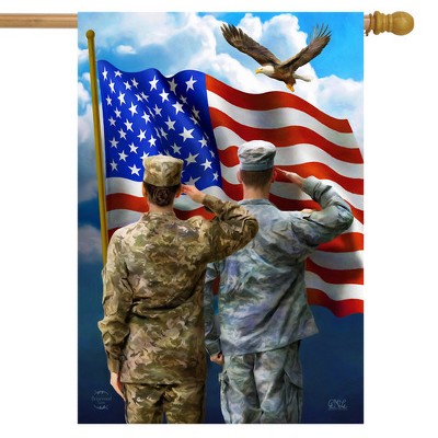 Patriotic Military Salute Outdoor Polyester House Flag 28" x 40"