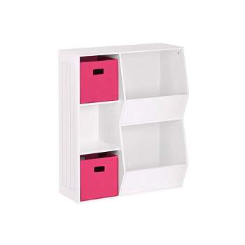 5pc Kids' Horizontal Bookcase Set With 4 Bins White/hot Pink ...