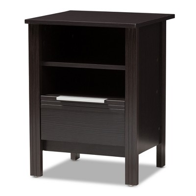 Hamish Modern and Contemporary Finished 1 Drawer Nightstand Dark Brown - Baxton Studio