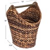 Storied Home Boho Oval Braided Bankuan Bathroom Toilet Paper Basket with Wood Handle, Brown - 3 of 4