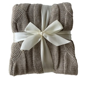 Luxurious Cable Knit Oversized Throw Blanket - 60"x70" - 1 of 3