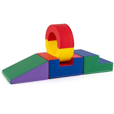 Costway 5 Pieces Foam Climbing Toys, Colorful PU Leather Climbing Blocks for Toddlers