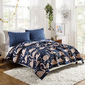 Twin 2pc Swanning Around Quilt Set Navy - Makers Collective, Blue