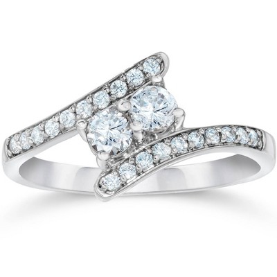 Pompeii3 1/2CT Forever Us Diamond Two Stone Ring 10k White Gold
