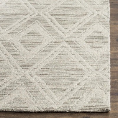 Ivory Geometric Flat-Woven Handmade Wool-Blend 5'x8' Area Rug