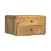 HomeRoots 18" Oak Solid Wood Two Drawer Floating Nightstand - 4 of 4