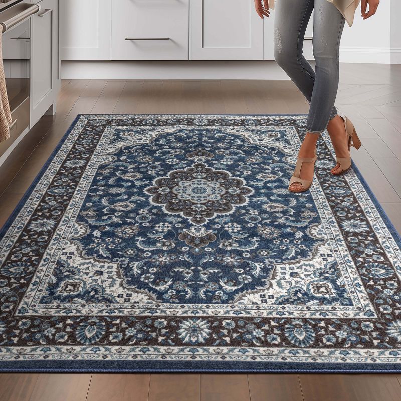 Well Woven Kings Court Gene Non-Slip Oriental Medallion Area Rug - Entryway, Kitchen & Laundry Room -Machine-Washable, Low Looped Pile, 3 of 10