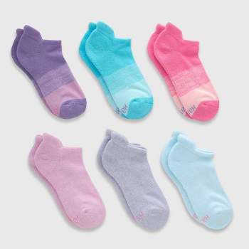 Hanes Premium Girls' 6pk Pure Heel Shield No Show Socks - Colors May Vary